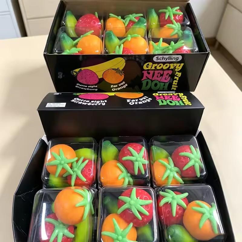 New Trending Viral 3pcs Simulation Strawberry Orange Banana Squishy Toy Slow Rising Stress Relief Squeeze Toy for Crossborder
