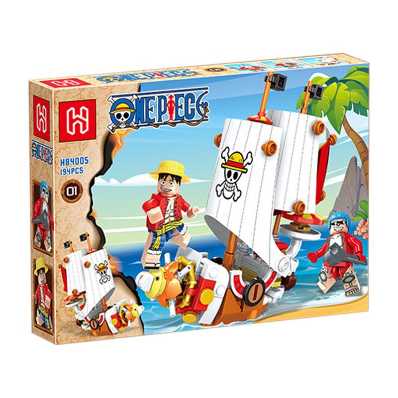 1-4PCS One Piece Thousand Sunny Building Blocks Anime Going Merry Ship Assembly Model Micro Bricks Figures For Children Gift