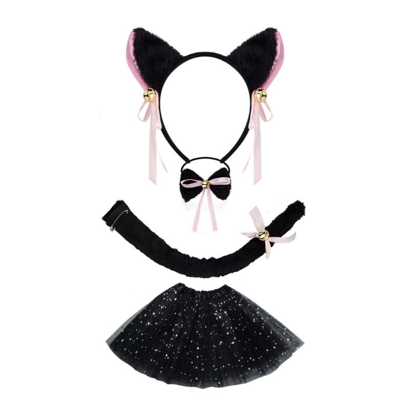 Cats Costume Set Ears Tail Bowite Tutu Skirt Animal Fancy Costume Kit Accessories Kids Girls Halloween Cosplays Props