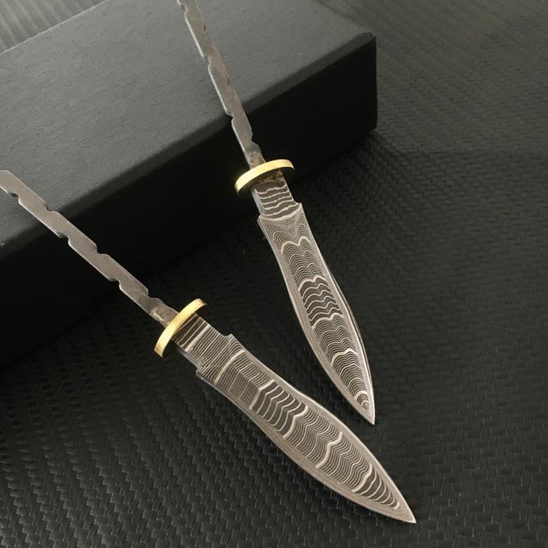 DIY Semi-finished Damascus Steel Pattern Tea Needle Knife Billtes for DIY Tea Cutter Puer and Dark Tea Knife Bank