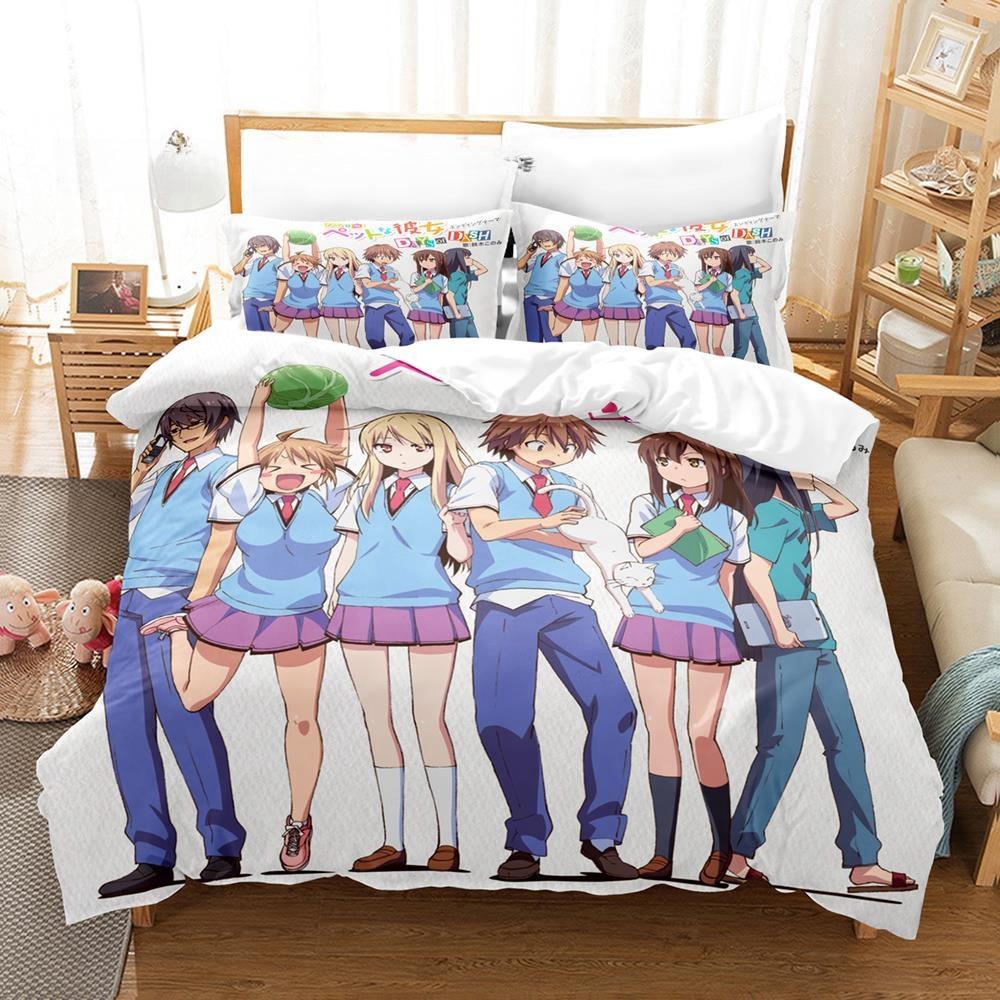 3D Kawaii Girls The Pet Girl Of Sakurasou Bedding Set Single Twin Full Queen King Size Bed Set Adult Kid Bedroom Duvetcover Sets