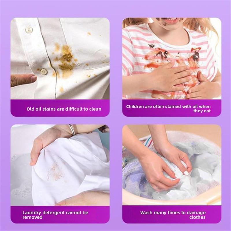 No-Rinse Instant Dry Cleaner Clothes Oil Ink Grease Food Stains Powerful Remover Safe for Whites & Colors