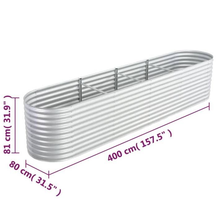 Jardinière - vidaXL - 400x80x81 cm - Acier galvanisé - Argenté - Rectangulaire