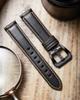 BINLUN Leather Watch Band, Oil Waxed Calf Leather Strap, Retro Classic Style Replacement Band, 5 Sizes (18-26mm), with Pin Buckle (Black, 26mm)