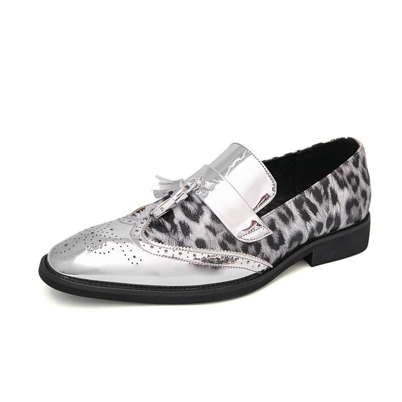 Men s Large Size Fashion Casual Leather Shoes, Pointed Toe Lace-up, Trendy Loafers. 42 серебряный