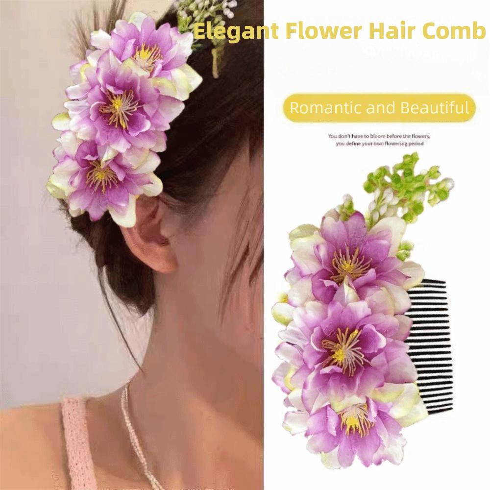 Ethnic Style Flower Hair Comb Sweet Wedding Bride Accessories Water Splashing Festival