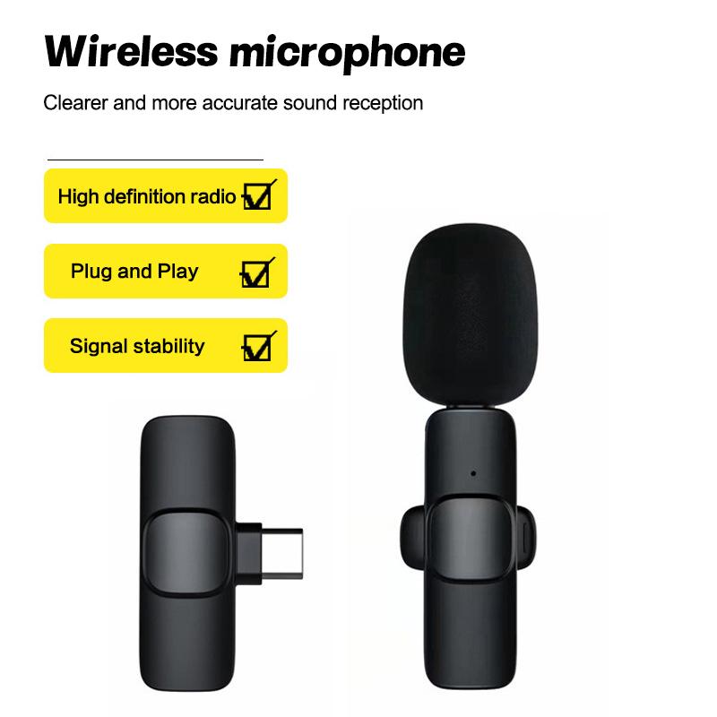 Wireless Lapel Lavalier Microphone K9, Type-C Connection 1-To-1 Wireless Mic For Smartphone Podcast Live Streaming