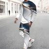 Men Cyan Base Gold Glitter Leopard Splicing Print Long Sleeve Sweatshirt Jogger Pants Two Piece Suit