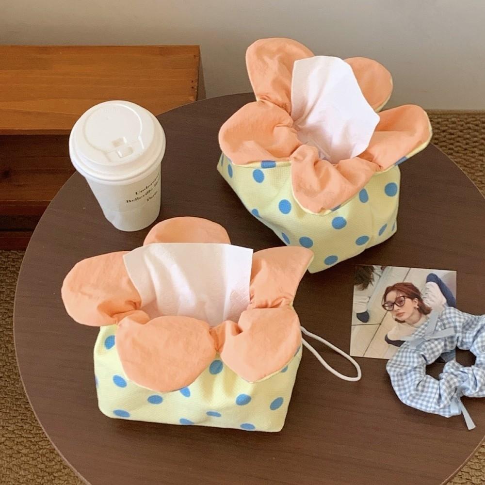 Multipurpose Flower Tissue Box Lightweight Tissue Storage Bag Cute Drawstring Tissue Box Dormitory