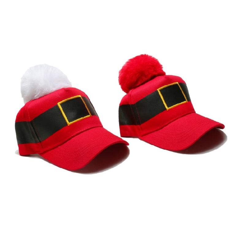 Christmas Baseball Hat Unisex Cosplay Costume Lovely Bobbles Santa Hat Stage Props Hat Festival Headwear for Adult Teens