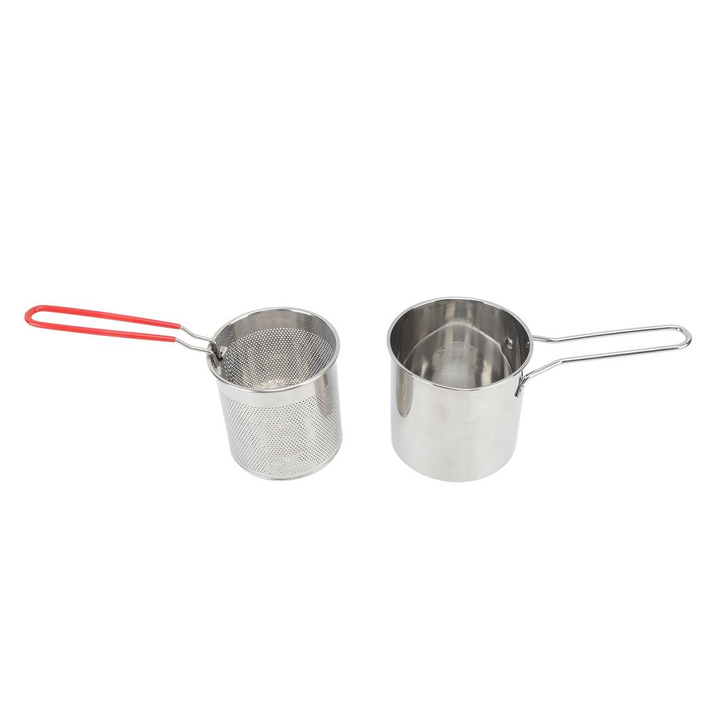 Small Deep Fryer Pot Stainless Steel Olecranon Type Diversion Japanese Style Oil Saving Small Port for Kitchen 3 Piece