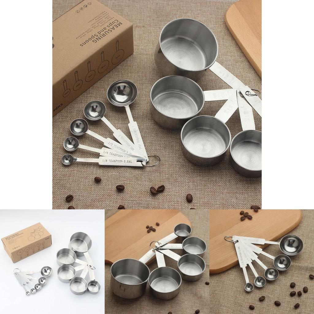 Stainless Versatile Steel Measuring Cups And Spoons Set For Baking Coffee And Treats Sweet