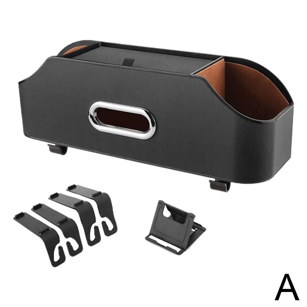 Car Multifunctional Leather Tissue Storage Box Under Seat Cute Auto Back Seat Paper Bag Place Water Cup Creative Portability