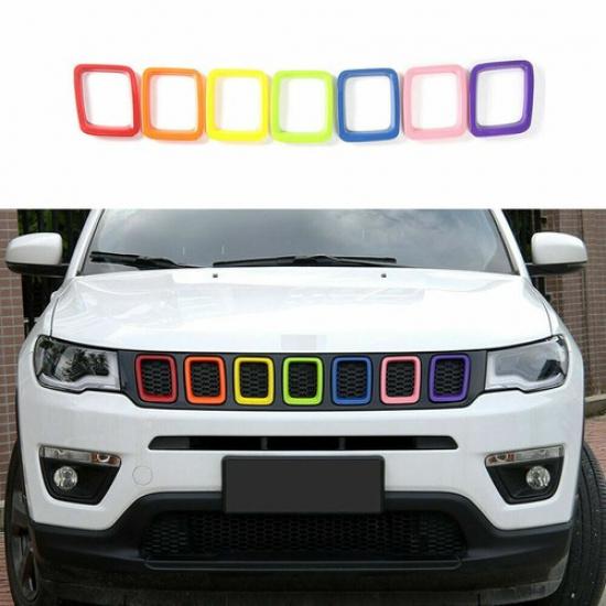 Front Grille Grill Frame Ert Ring Trim Cover for Jeep Compass 2017+Multicolor
