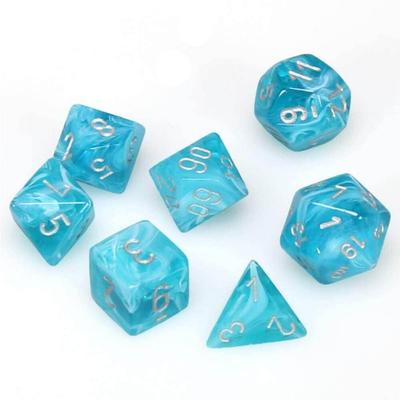 D7 Die Set Würfel Cirrus Polyedrisch (7 Würfel/Aqua/Silber)