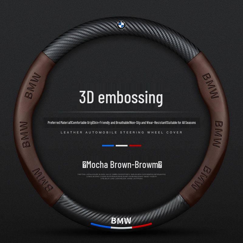 BMW Steering Wheel Cover: Genuine Leather for 3, 5 Series & X1-X7 Models.