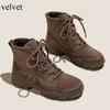 Short Boots Women  New Genuine Leather Womens Boot Winter Midsole Frosted Leather Canvas Shoes Casual Short Boots Platform