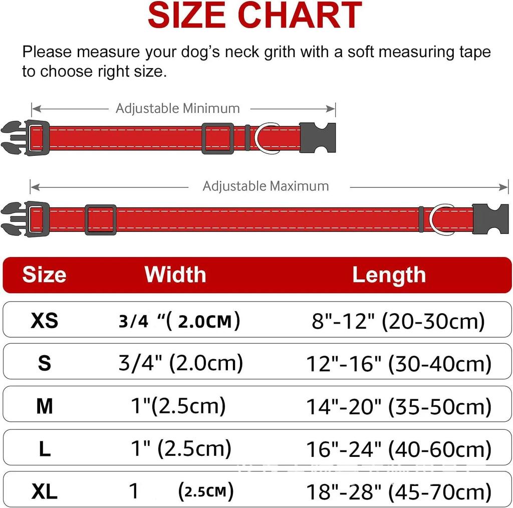 Reflective Dog Collar Strap with Adjustable Safety Nylon Pet Collar Pet Traction Rope Suitable for Small and Medium-Sized Pets