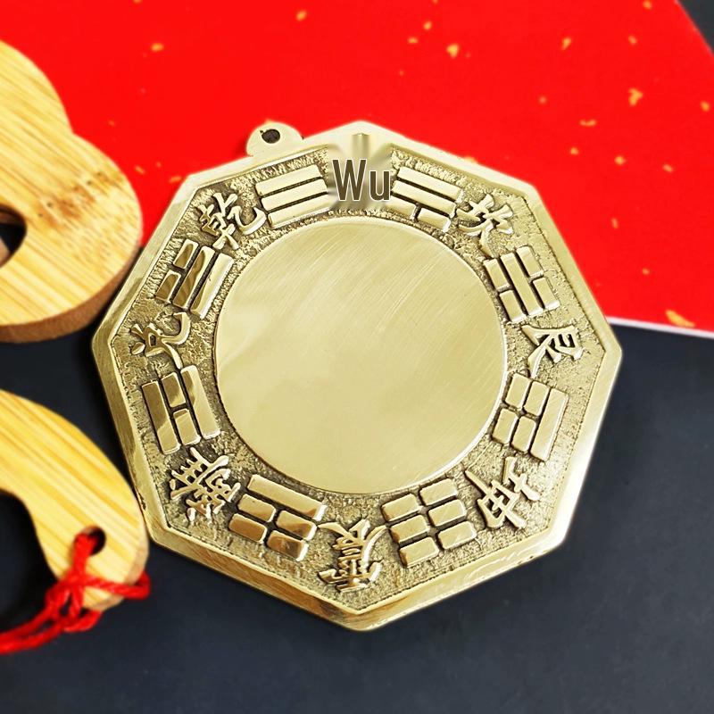 Großer Kupfer-Bagua-Konvexspiegel für Zuhause - Yin-Yang-Tai-Chi-Diagramm-Anhänger für Haustür, Balkon oder Fenster