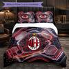 AC Milan Pattern 3 Pieces Bedding Set Soft Microfiber Duvet Cover with Pillow Cases for Bedroom