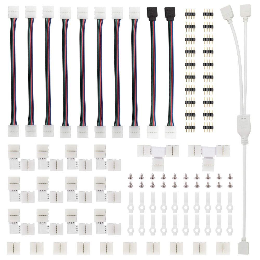 

Позолоченный медный 4-контактный комплект разъемов для светодиодных лент DIY Lighting Project 5050 10 мм Светодиодная лента