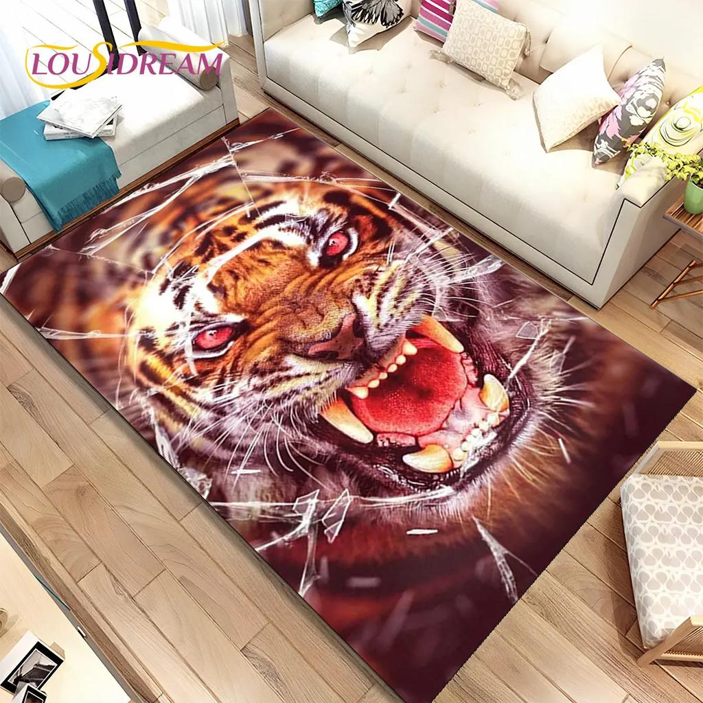 Beast Animal Tiger,Sabretooth Cartoon Area Rug,Carpet for Home Living Room Bedroom Sofa Doormat Kitchen Decor,Non-slip Floor Mat