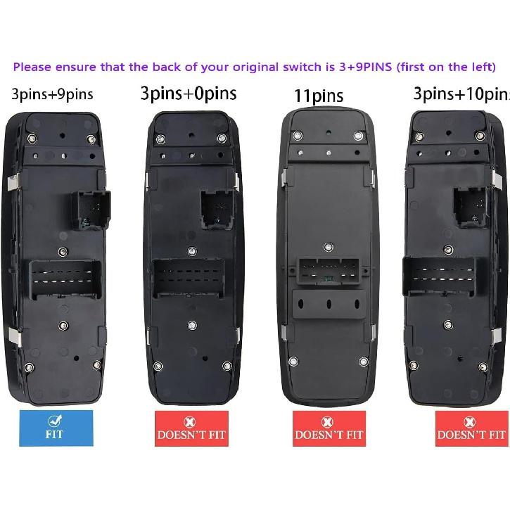 3+9 Metal P Check Required.Power Window Switch Fits For 2012-2015 Dodge Grand Caravan,Chrysler Town &Country.13-15 Ram 1500 2500 3500 Driver Side