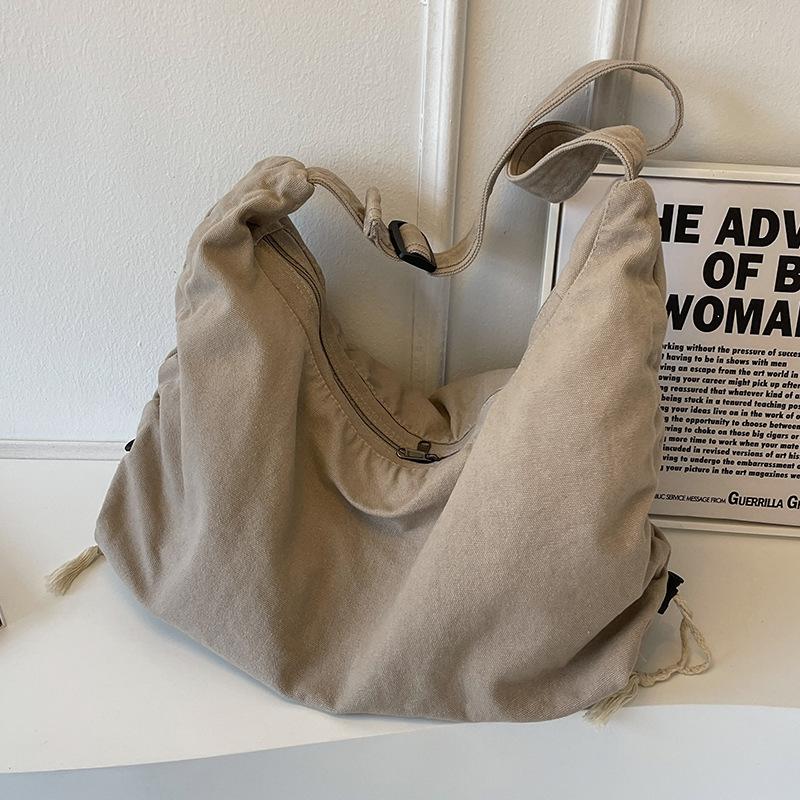 Canvas Bags  Large Capacity  New Style for Girls  Solid Color Dumpling Bags  One Shoulder Crossbody Bags