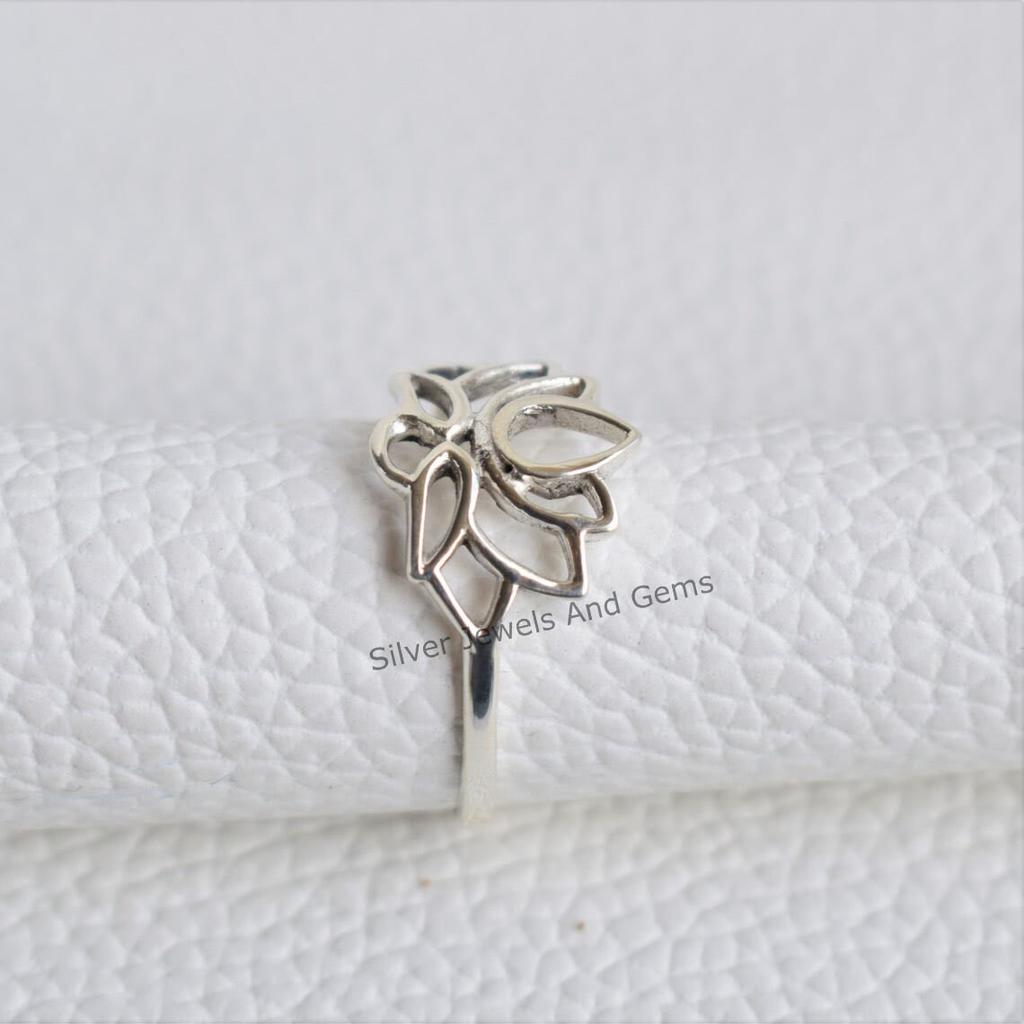 Sterling Silver Lotus Ring, Handmade 925 Sterling Silver Ring, Silver Lotus Ring, Gift for Her, Designer Ring, Promise Ring