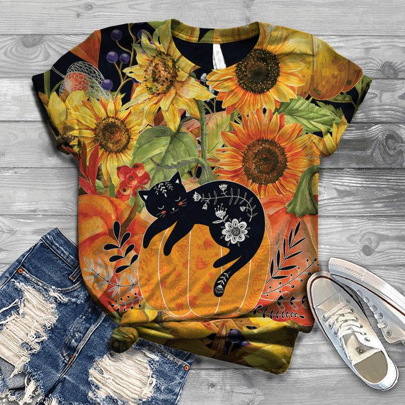 

Модная женская летняя футболка с принтом, круглым вырезом и короткими рукавами 6XL