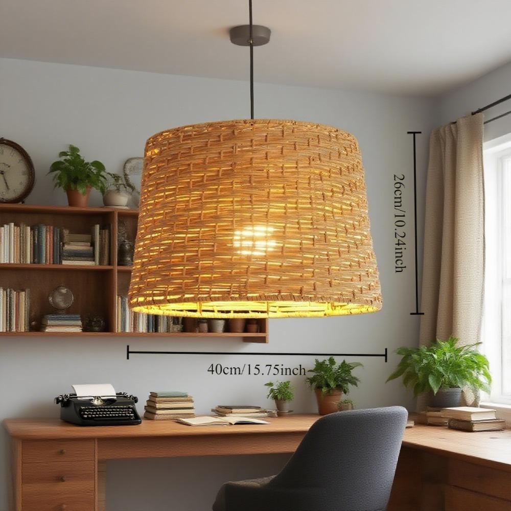 Pendant Lighting Farmhouse Natural Rattan Ceiling Hanging Light Single Dining Room Hanging Lamp Restaurant Pendant Lamp 727