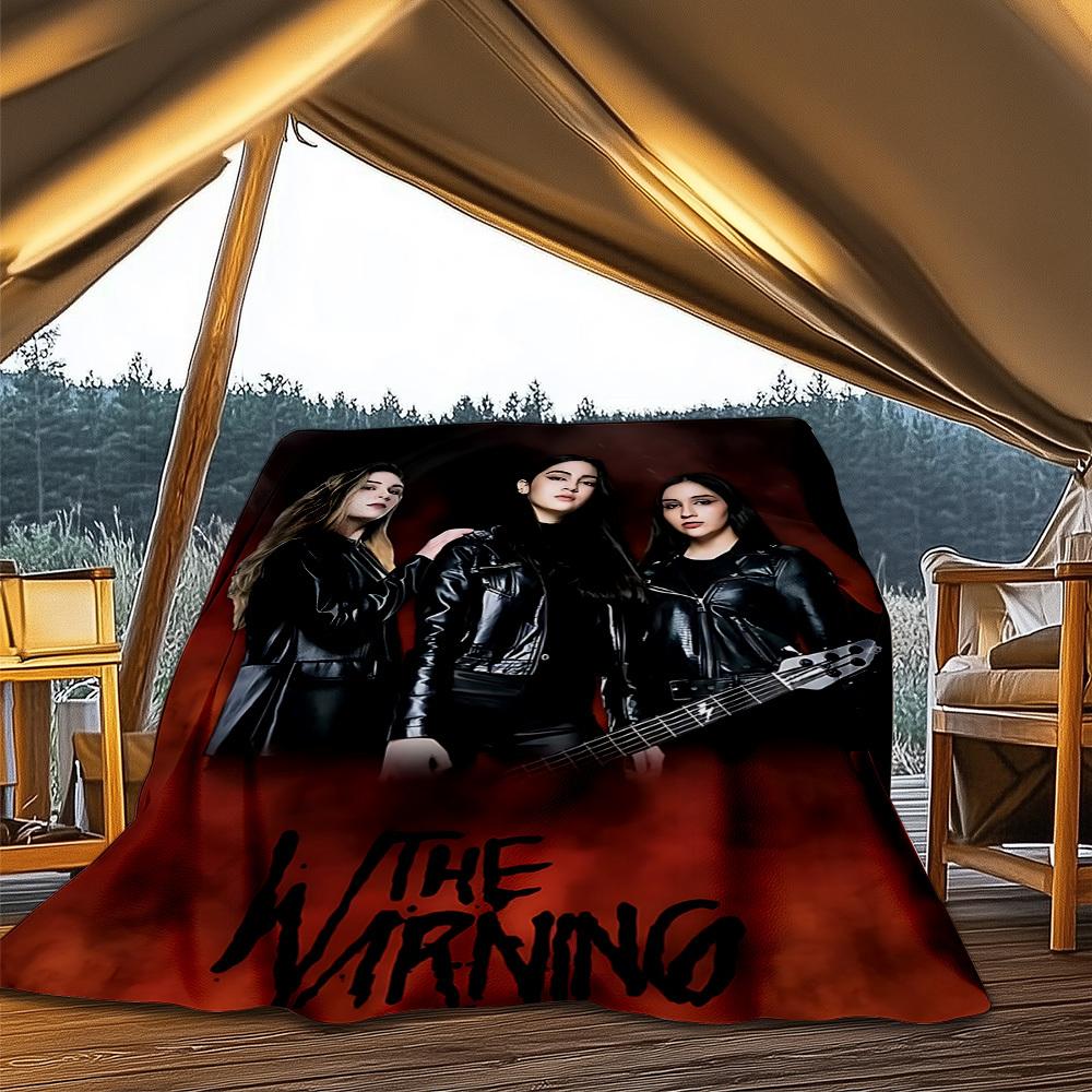 1pc The Warning Band Outdoor Flannel Blanket, Cozy & Warm Soft Te Playful Design, Napping Camping,