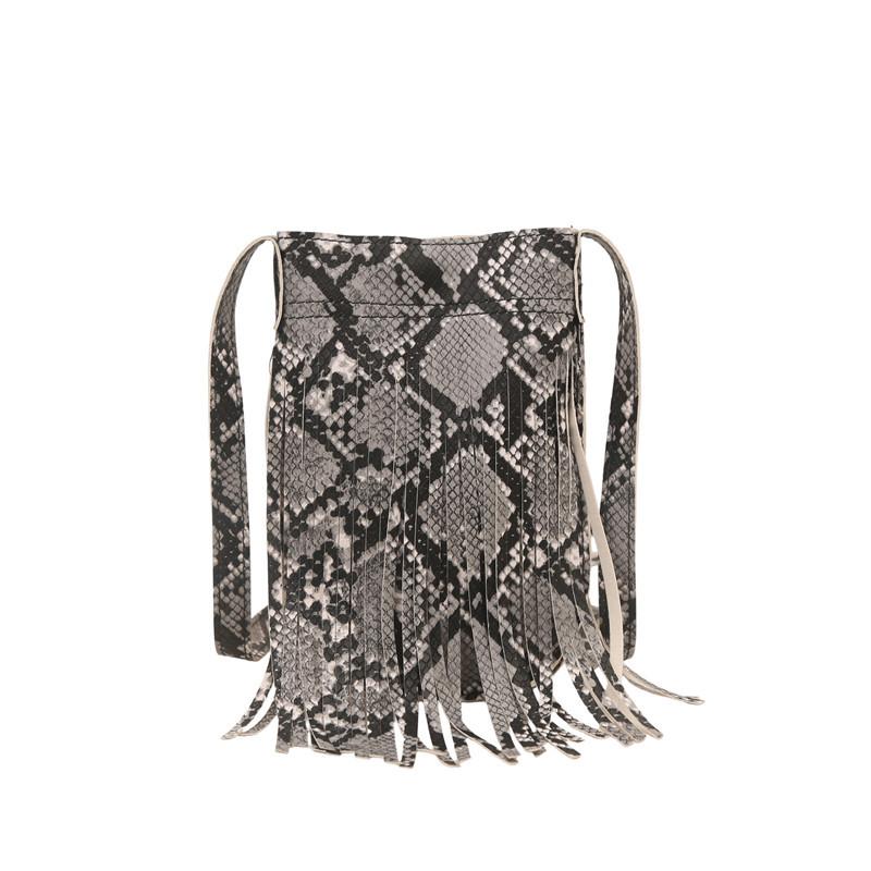Trendy women s bag women s snake pattern fluorescent running shoulder messenger bag women s fashion versatile bucket bag серый
