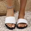 Fashion Women Slippers Summer Temperament Braided Slippers Soft Cross Strap Shoes Open-toed Flat Vacation Beach Sandals Slides Women