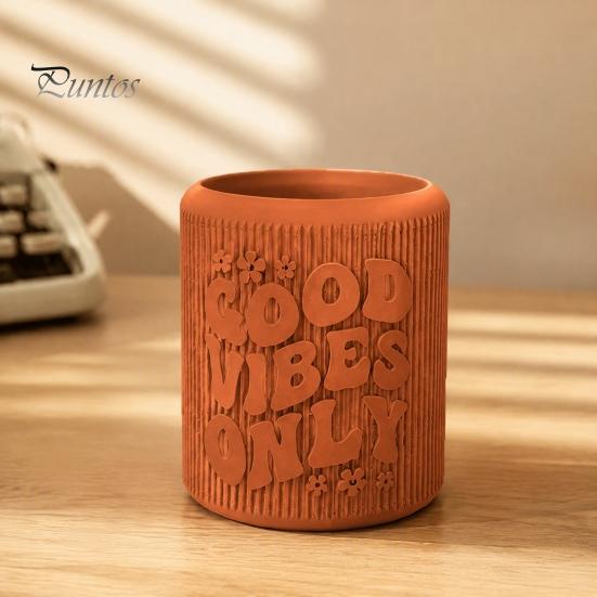 Niche Style Planter 3D Printed Planter, Small Good Vibes Only Flower Pot, Unique Office Desktop Decoration Cute Cactus Plant Container for Home Decor