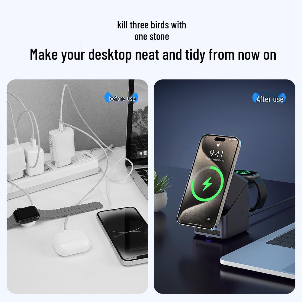 4-in-1 Magnetic Wireless Charging Dock for Apple Watch, Earbuds, and Phone
