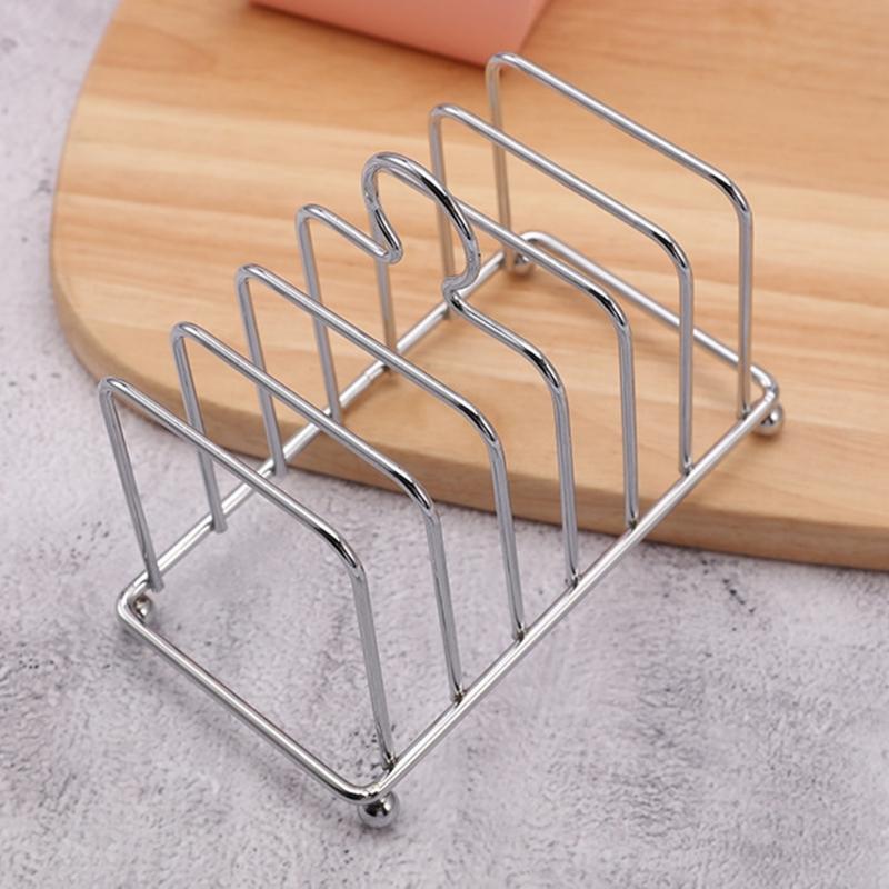 Square Bread Rack, Metal Toast Holder Stand with Divider Frame and Handle for Breakfast Tables, Meal Table Use, and Family Bread Serving