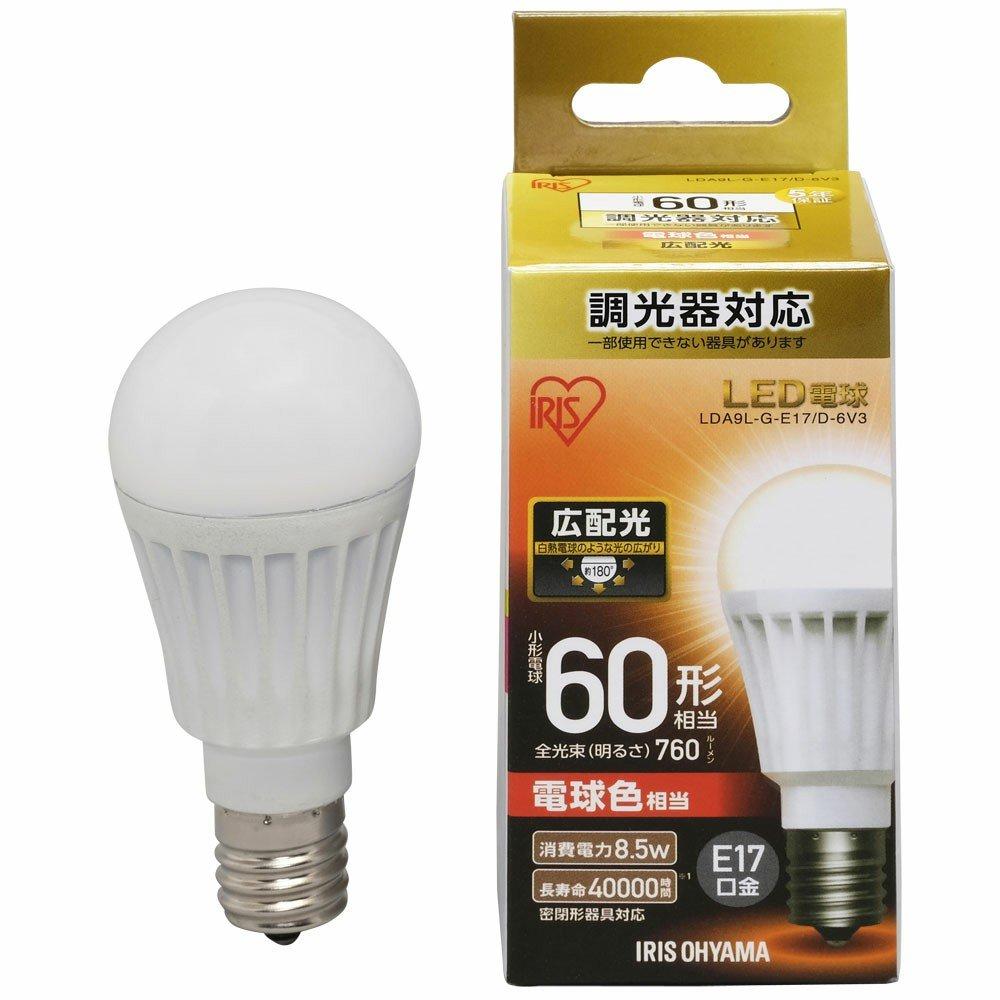 Saving Iris Ohyama LED Light E17 60W Warm Wide Beam Suitable for Enclosed [Energy Measures] Bulb, Base, Equivalent, White, Angle, Dimmable, Fixtures,