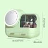 Dustproof Makeup Storage Box with LED Mirror Large Capacity Multiple Compartments Countertop Makeup Storage Organizer