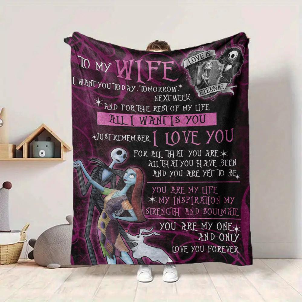 1Pc Love Eternal Nightmare Theme Blanket Soft And Comfortable Casual Warm Camping Travel Christmas Halloween Xmas Gift M924543
