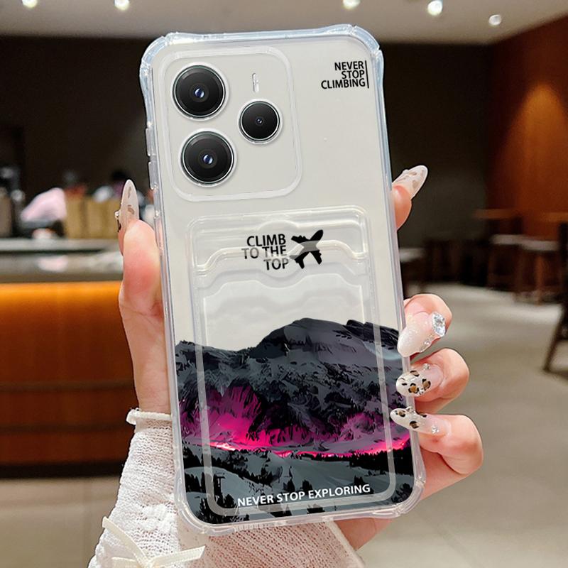 Card Slot Pocket TPU Case For Xiaomi Poco X6 F6 X5 Pro M6 Pro C65 Aircraft Printed Soft Silicone Phone Cover For Poco F6 X5 X6