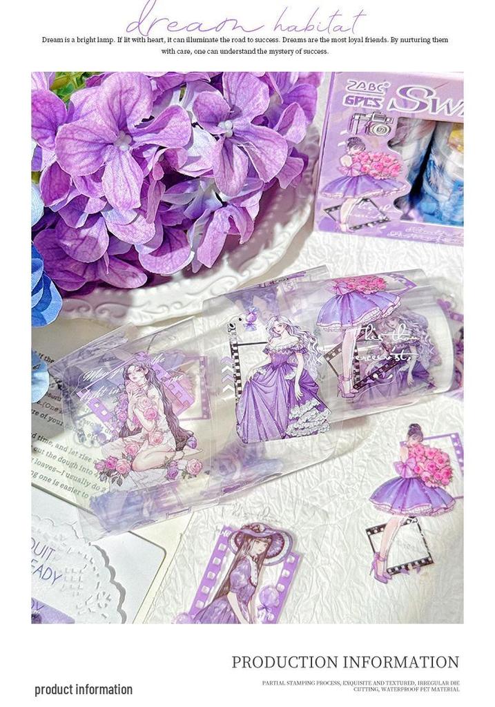 Retro Girly Heart Language Washi Tape & DIY Stickers for Journaling