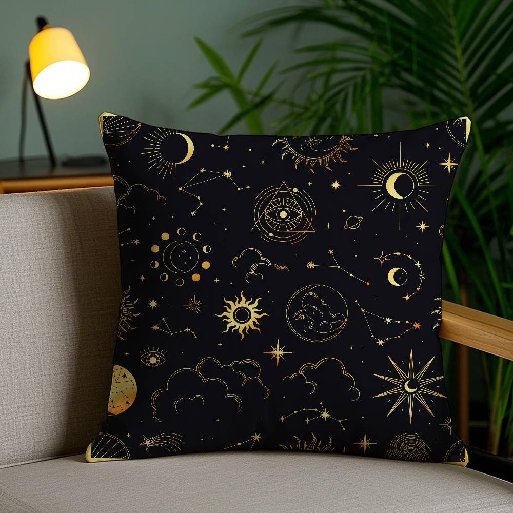 Traditional Eid Eid Symbol Print Pillow Case Anti-dustmite Pillowcase Invisible Zipper Silky Short Plush Sofa Cushion Cover