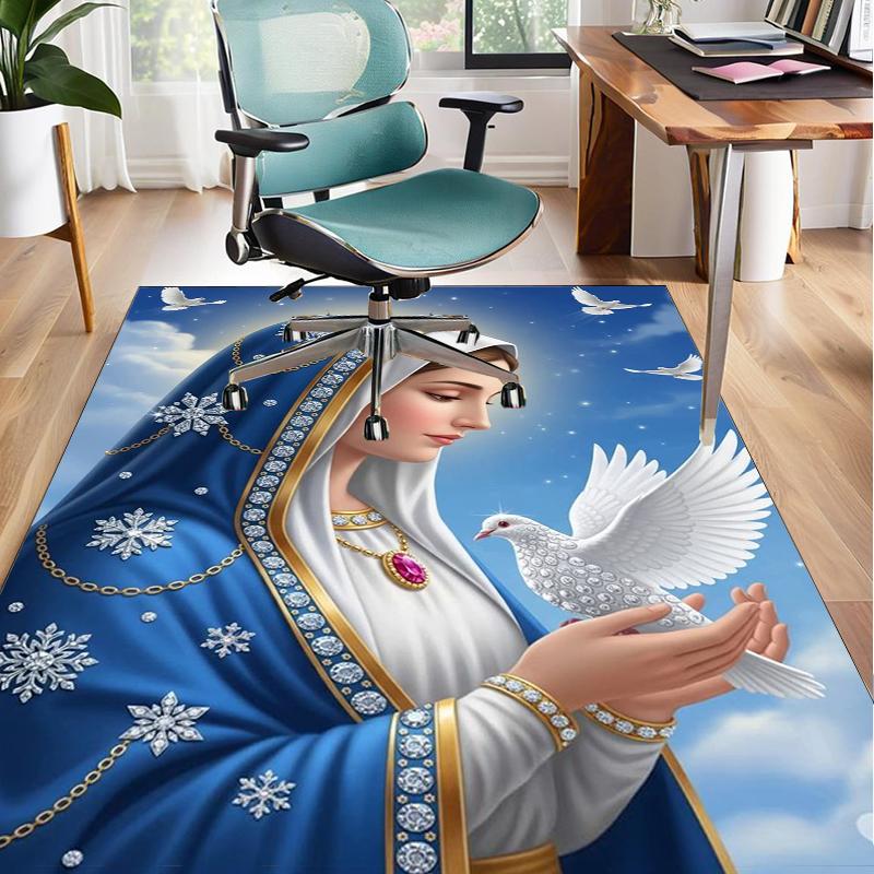 Our Lady Of Guadalupe Maria Office Rug Chair Mat, Entryway Carpet, Suitable for Front Door, Bedroom, Living Room, Desk, Holiday Gift