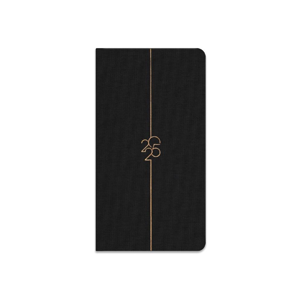 Agenda semanal de bolsillo de lino de 12 meses, color rojo burdeos, 2025