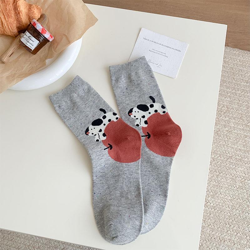 Women Socks Animal Cartoon Dog Lolita Kawaii Cute Socks College Style School Students Breathable Cotton Middle Tube Socks Gifts
