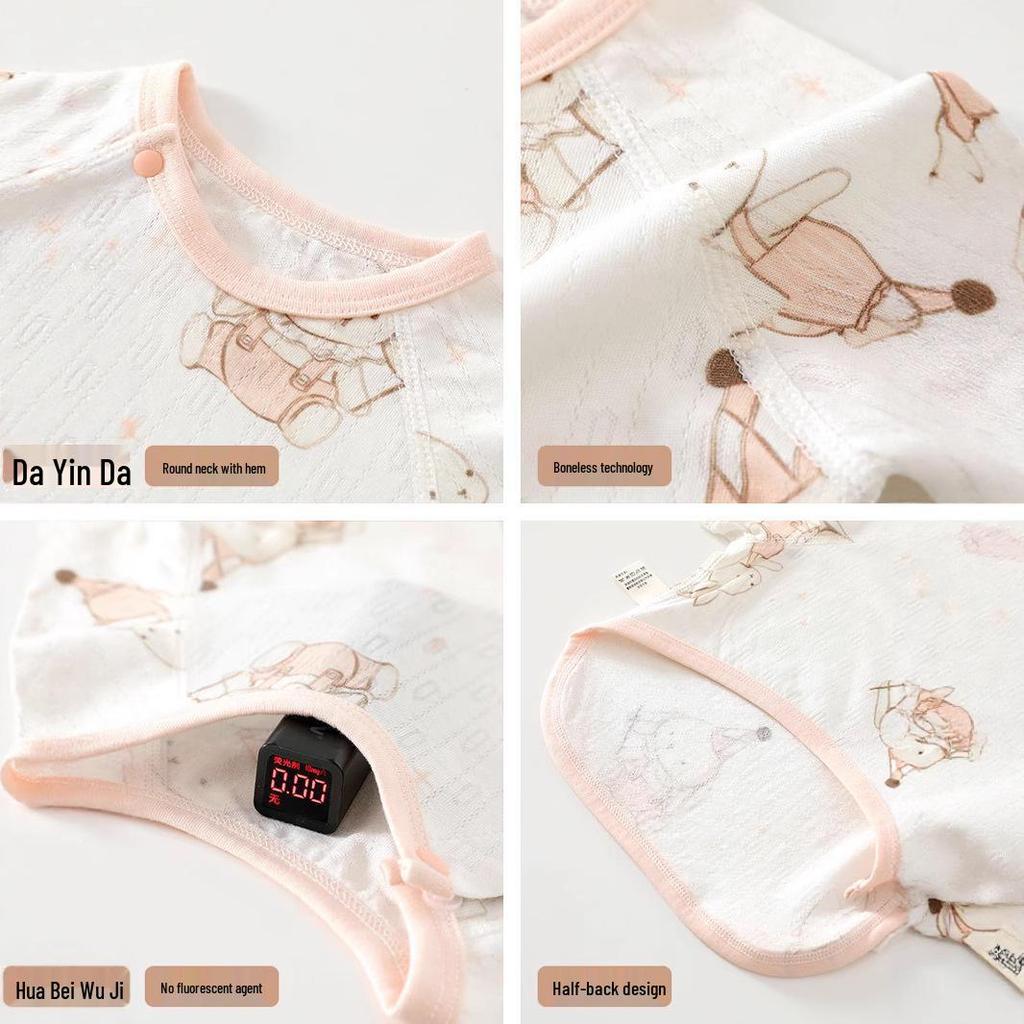 Infant Tie-Up Monk Summer Short-Sleeve Top with Belly Protection