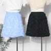 3D Rose Midi Tulle Skirt - Fluffy, Elastic High Waist, Slimming, Versatile A-line for Women
