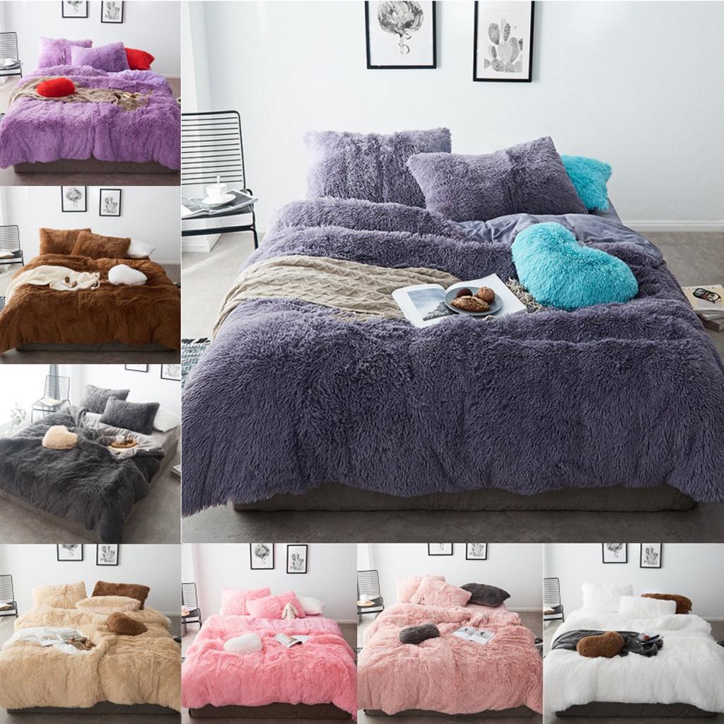 4Pcs Warm Fleece Bedding Set Winter 