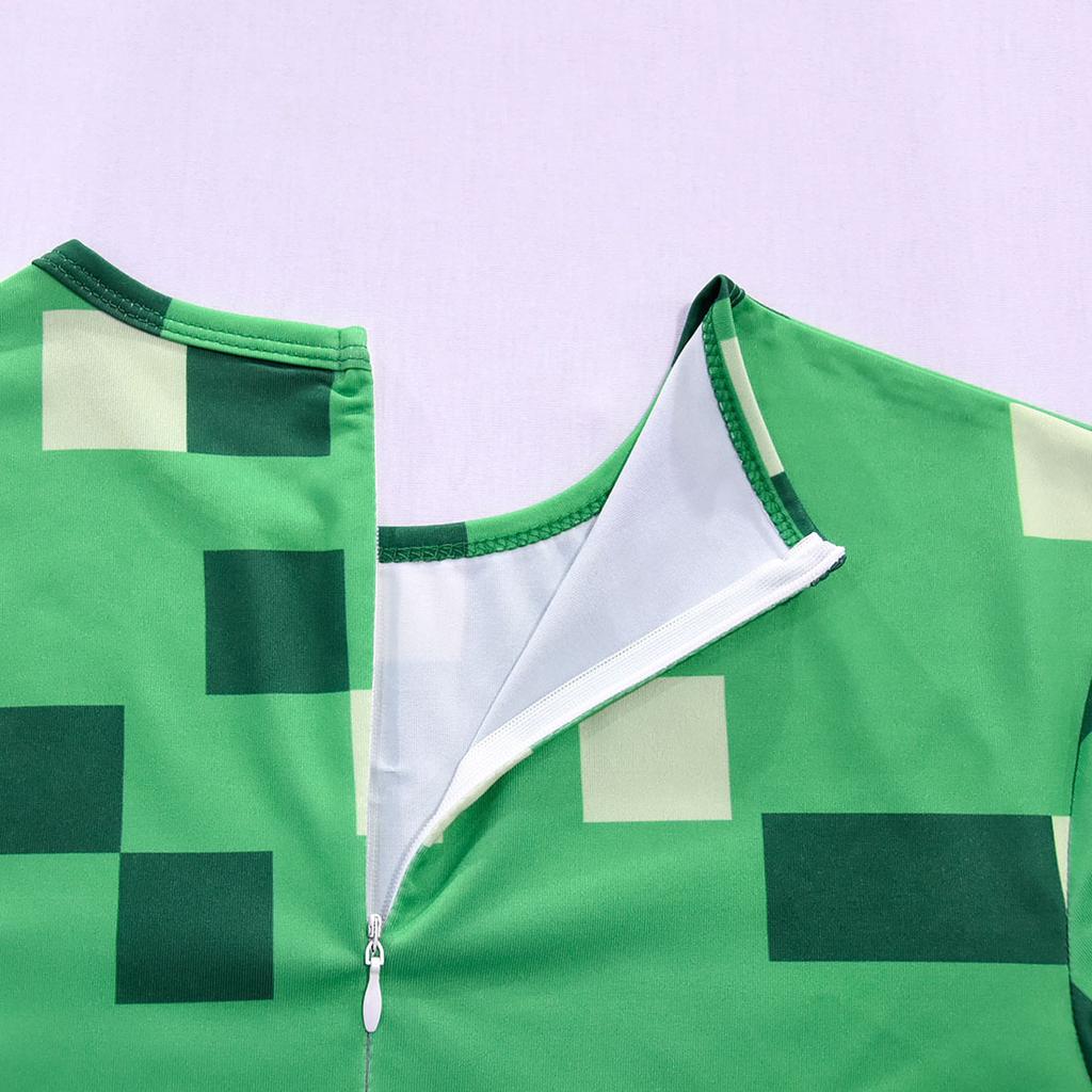 Kids Boys Girls Creeper Long Sleeves Jumpsuit Mask Headgear Sets Halloween Cosplay Costumes Role Play Outfit